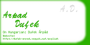 arpad dufek business card
